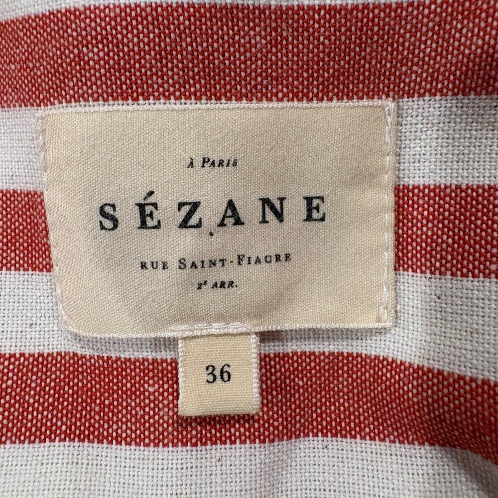 Sezane Alexandrie Dress Red White Stripe Tie Waist Shirt Dress EU 36 US 4 - Picture 6 of 8